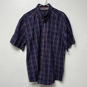 Ariat Pro Series Shirt Men's Large Blue‎ Red Plaid Button Up Western Performance